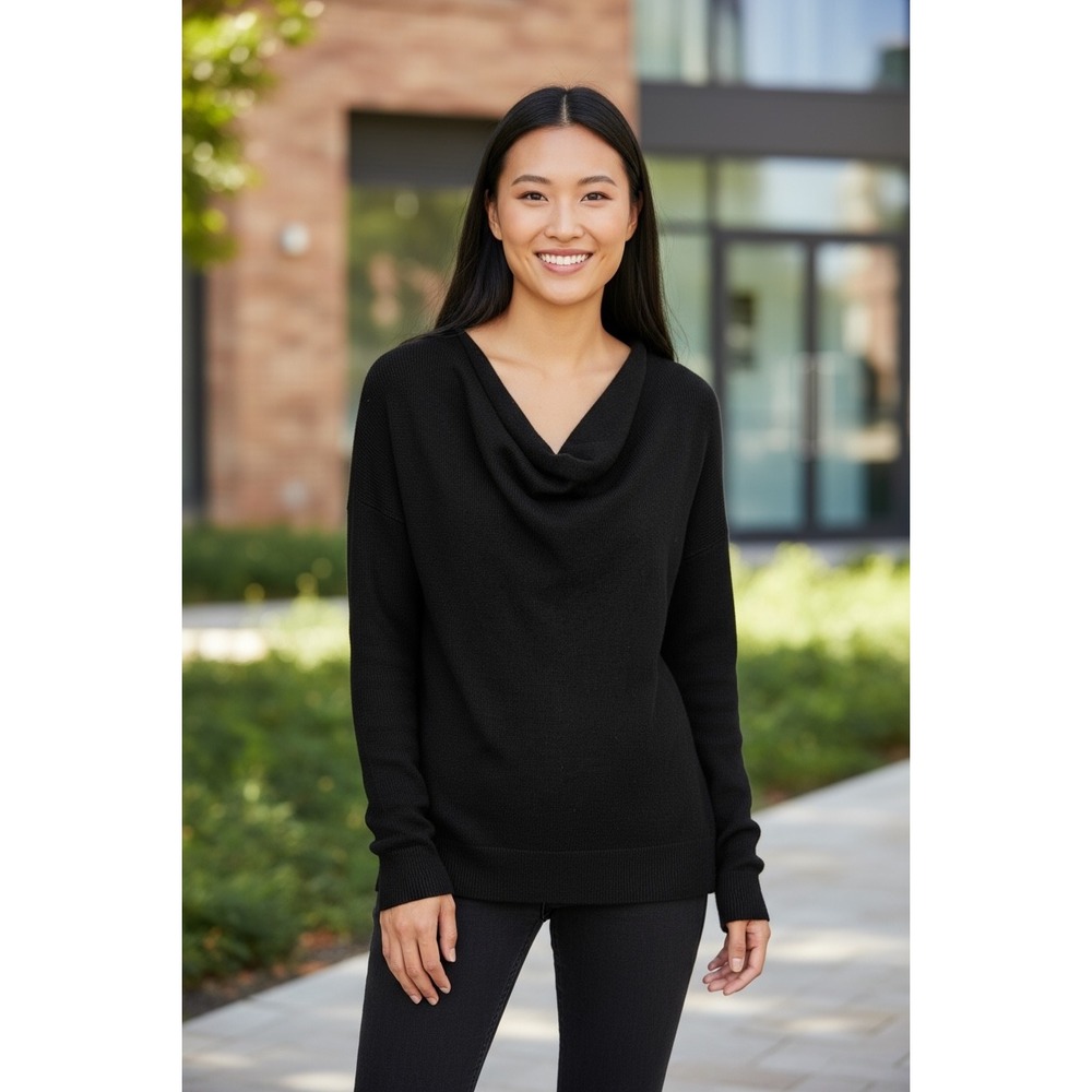 Neiman Marcus Cashmere Cowl Neck Sweater Women's Long Sleeve‎ Black Size Large